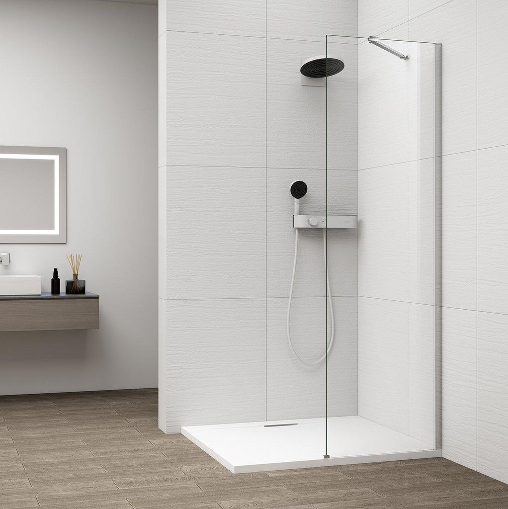 Polysan ESCA CHROME Dusch-Glasteil, Wandmontage, Klarglas, 600 mm