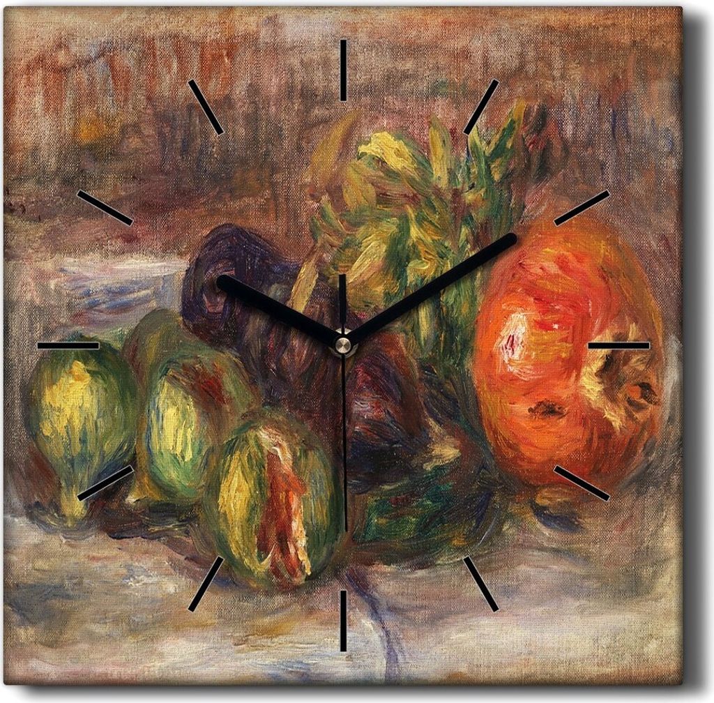 Coloray Hodiny Unikátní 30x30 cm Tiché hodiny Pro obývací pokoj a kuchyň Nástěnné hodiny Plátno Černé ručičky hodin - FIG ovocný gr...