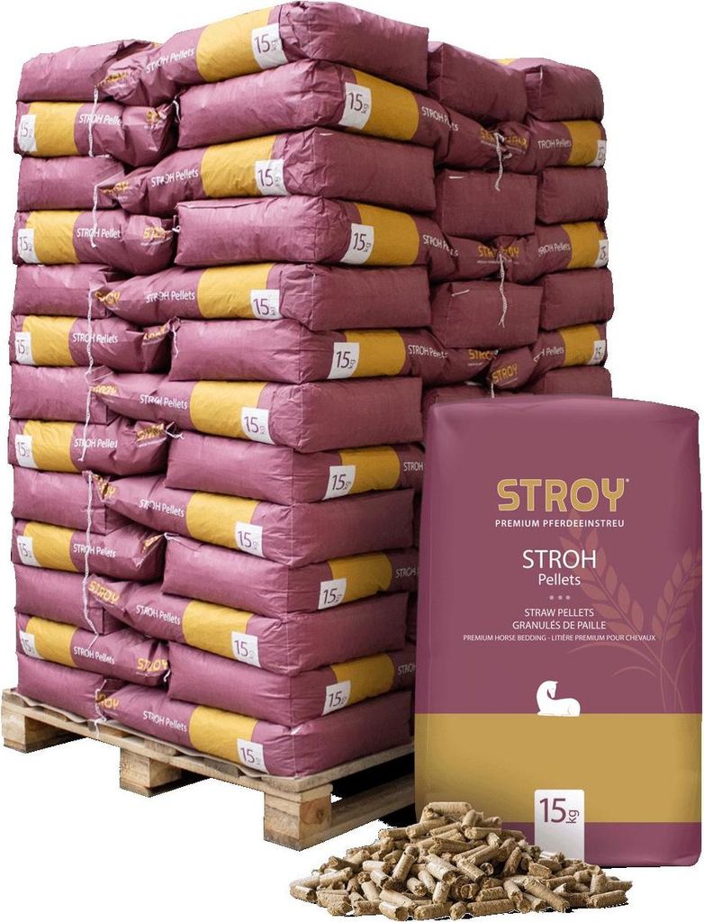 STROY Strohpellets Einstreu 15kg x 65 Sack 975kg Palette