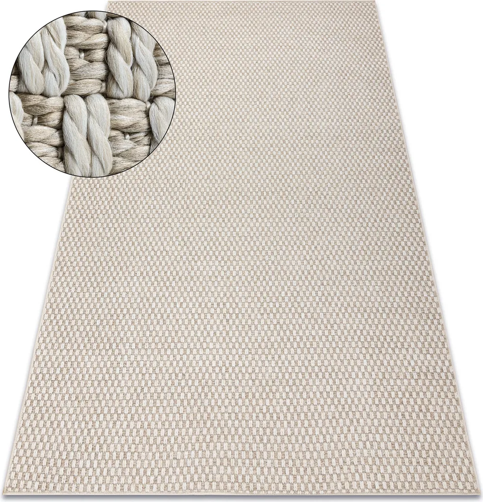 Tapis pour Entrée et Salon ORIGI 3555 Sisal Plat Beige Crème 116x170
