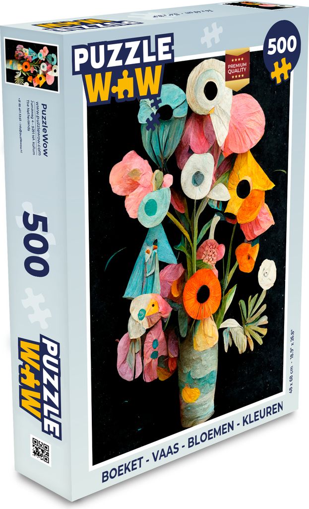 MuchoWow Puzzle 500 Teile Blumenstrauß - Vase - Blumen - Farben - Denken - Spiel - Toy