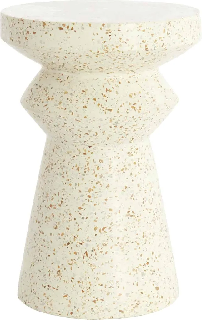 Petite table ronde SELLA en terrazzo crème - Design minéral Ø32 cm
