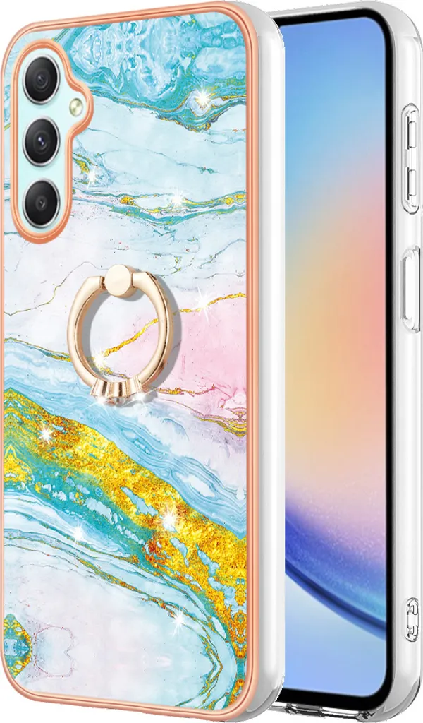 Offerta Cover Samsung A54 Marble Blue - Protezione Totale con Anello