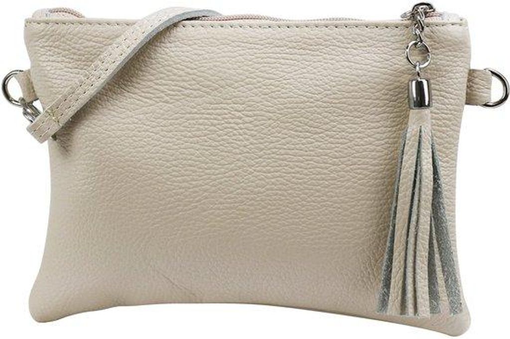 Echt leren Clutch-Tas kleine Beige-Beuteltasche 22x15cm Anny G248