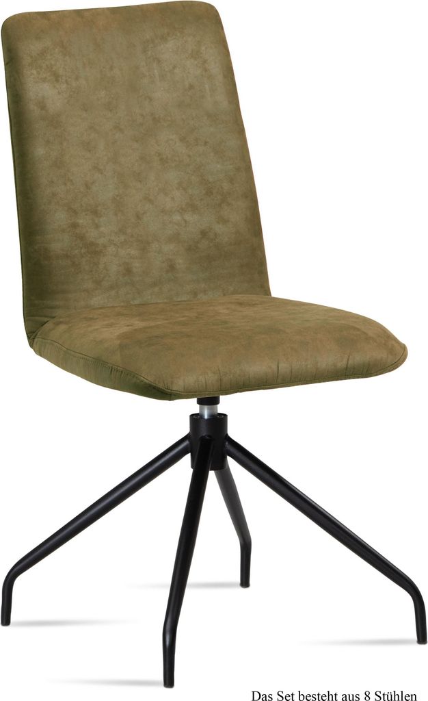 Esszimmerstuhl drehbar (8er-Set) Divona 47x92x60 Schwarz/Olivgrün