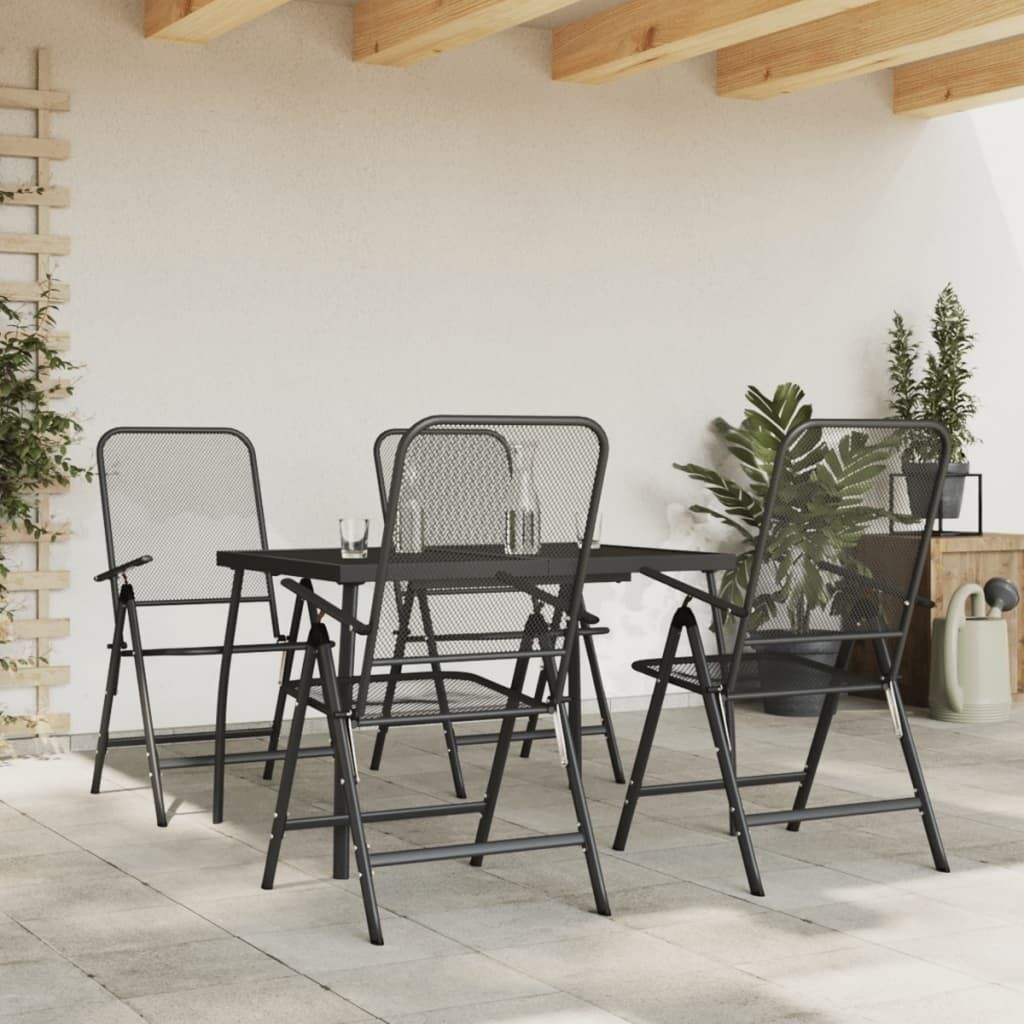 Maison Exclusive - 5-tlg. Garten-Essgruppe Anthrazit Streckgitter
