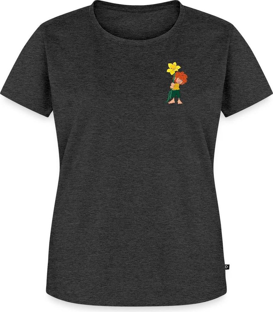 Spreadshirt Pumuckl Design Mit Gelber Blume Frauen Premium T-Shirt, 4XL, Anthrazit meliert