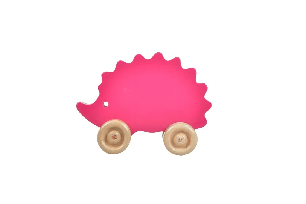 Skye Decor Hérisson peluche rose en pin, doudou bois pour enfant 13cm
