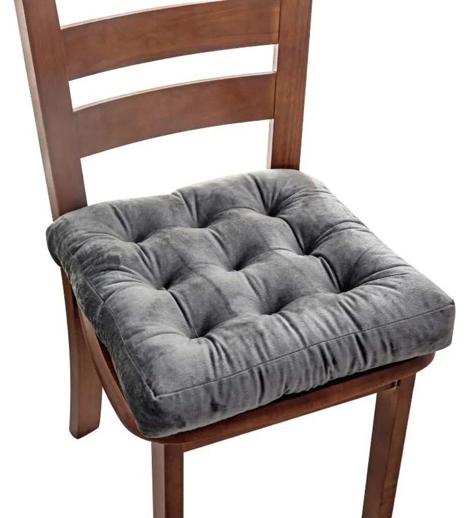 Galette de chaise carrée 45x45 cm en tissu gris foncé pour maison et bureau