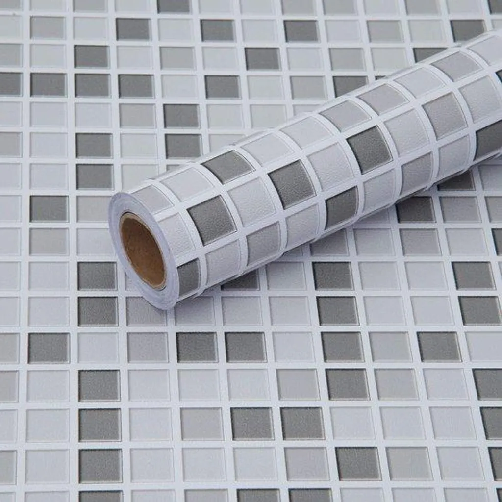 Rénover carrelage avec la bande mosaïque adhésive gris-blanc 30x300 cm