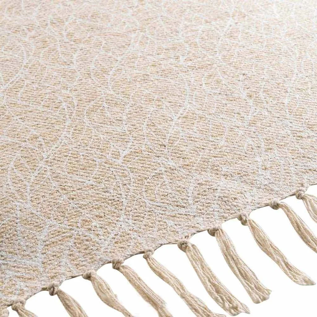 Tapis 120x170 cm Feuilles blanches - Solution déco pour sols froids