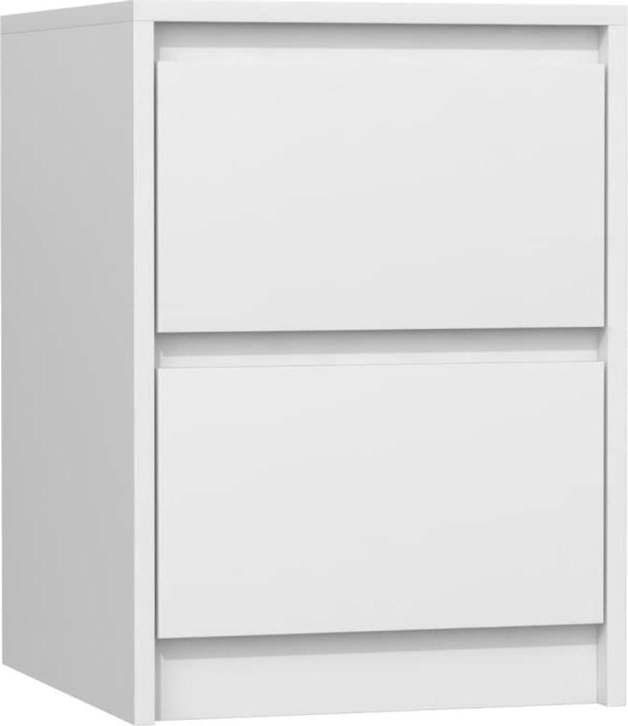 ADGO, Nachttisch Karo K2, Nachtschrank 2 Schubladen, Beistelltisch Weiß
