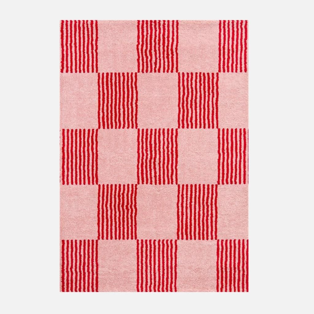 sweeek - Indoor-Teppich rot und rosa kariert Produktbild 