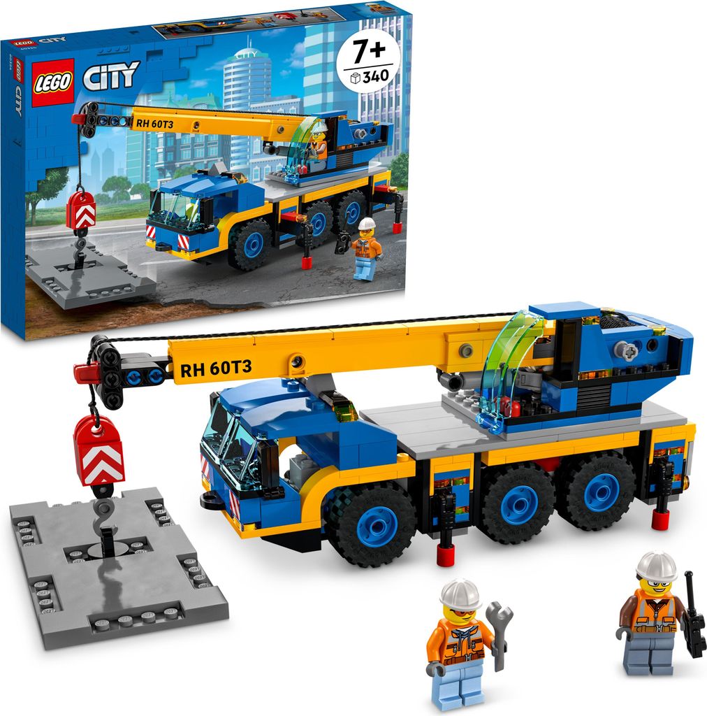 Product packaging and the toy crane set.