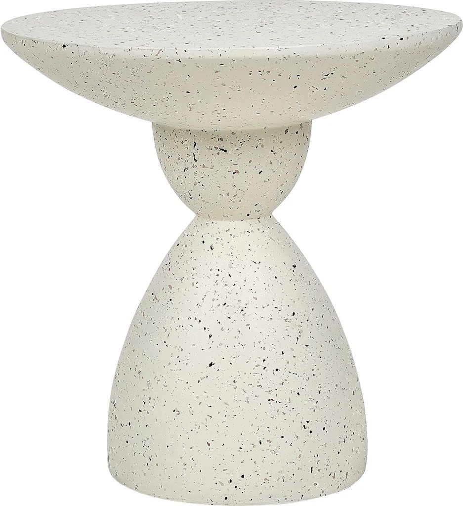 Table d'appoint résistante UV et intempéries effet terrazzo blanc crème