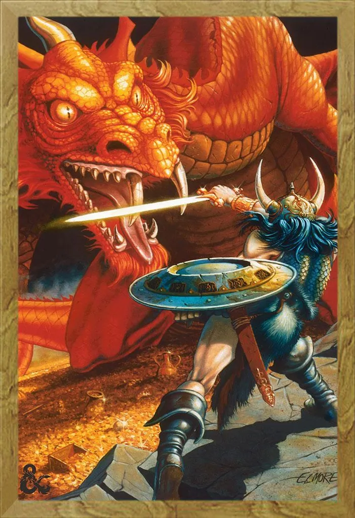 Poster Dungeons & Dragons Battaglia Drago Rosso con Cornice Shinsuke Rovere