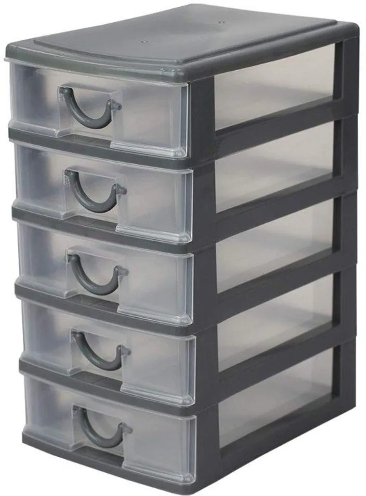 Rangement de tiroir vertical gris 5 étages en plastique haute qualité