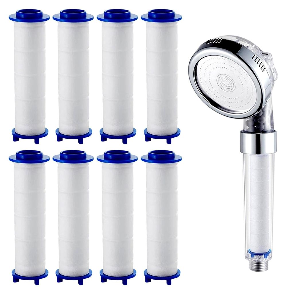 PP-Filter für Duschköpfe, 8 Stück, 73 x 23 mm, Sedimentkartusche, gefiltert, allgemeine PP-Baumwolle, zur Verwendung in Duschköpfen zur Filtrat...
