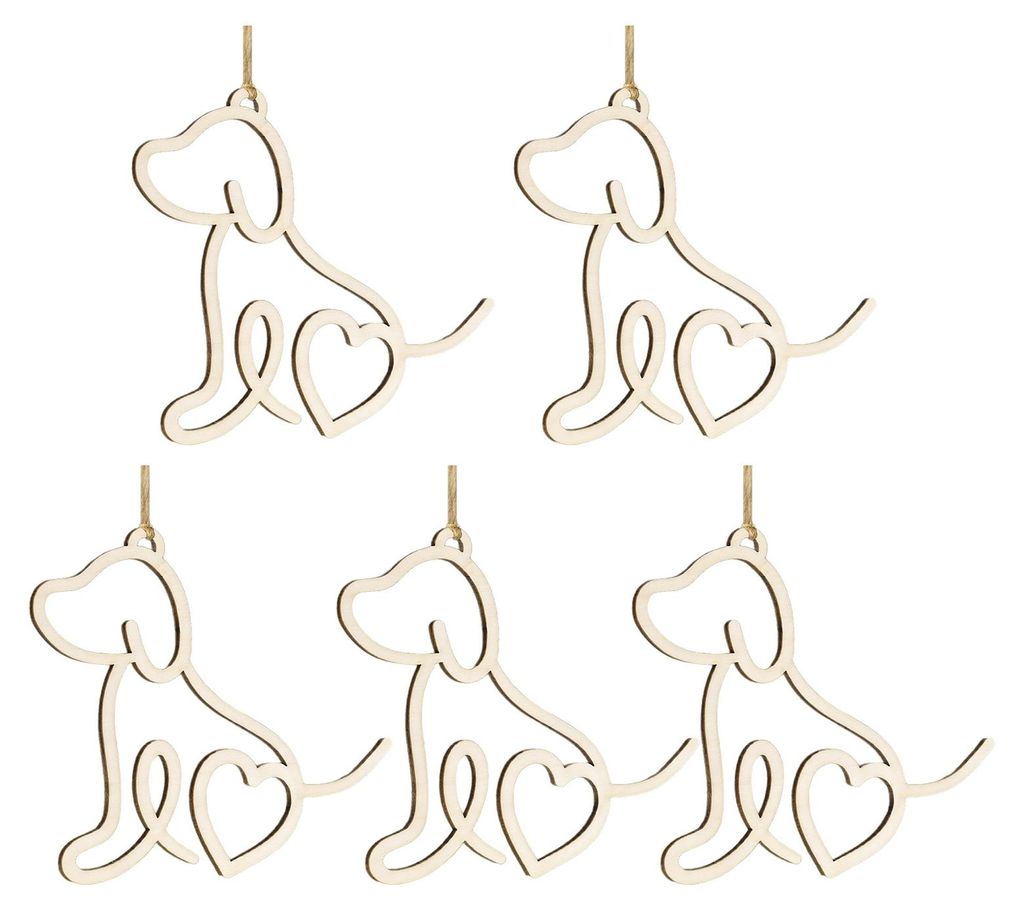 5-teiliges Set Weihnachtsbaumschmuck aus Holz: Elefant, Hund, Biene – Schwesternschafts-Motiv – Geschenkidee für den Weihnachtsbaum – Freund...