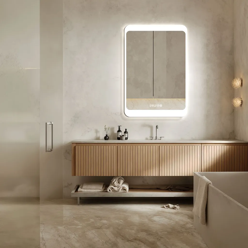 HOKO Miroir Mural LED 60x80 cm avec Éclairage et Fonction Antibuée