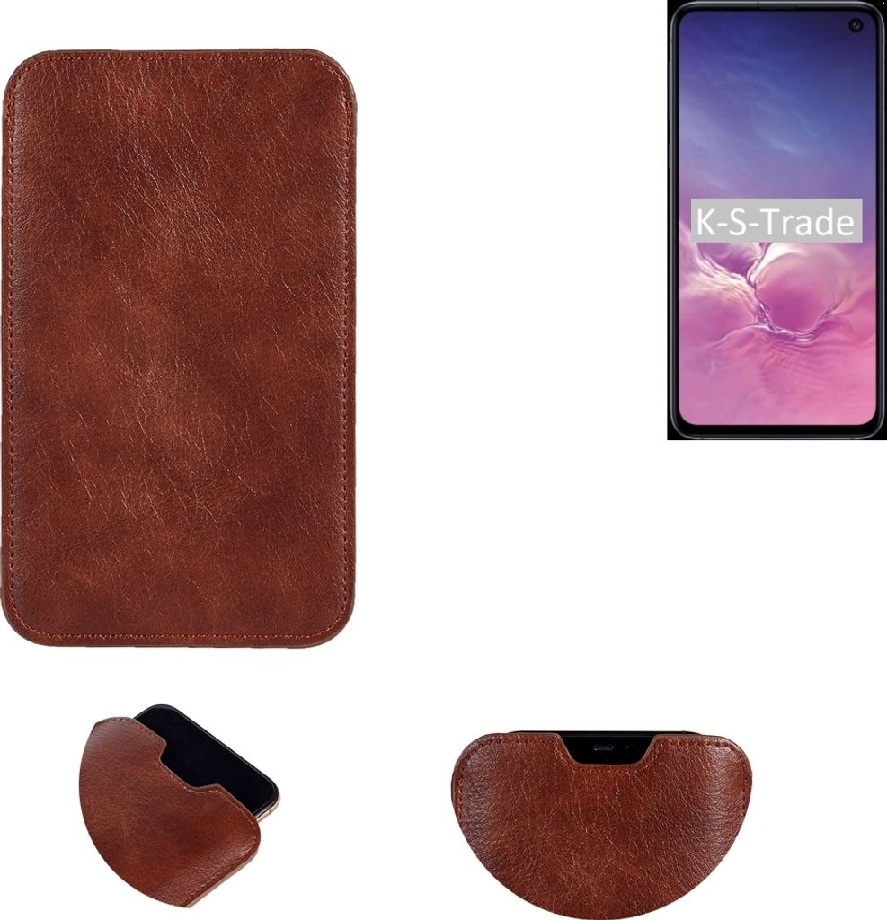 K-S-Trade Schutzhülle Handyhülle kompatibel mit Samsung Galaxy S10e (DUOS) Handytasche Kunstleder Sleeve in braun