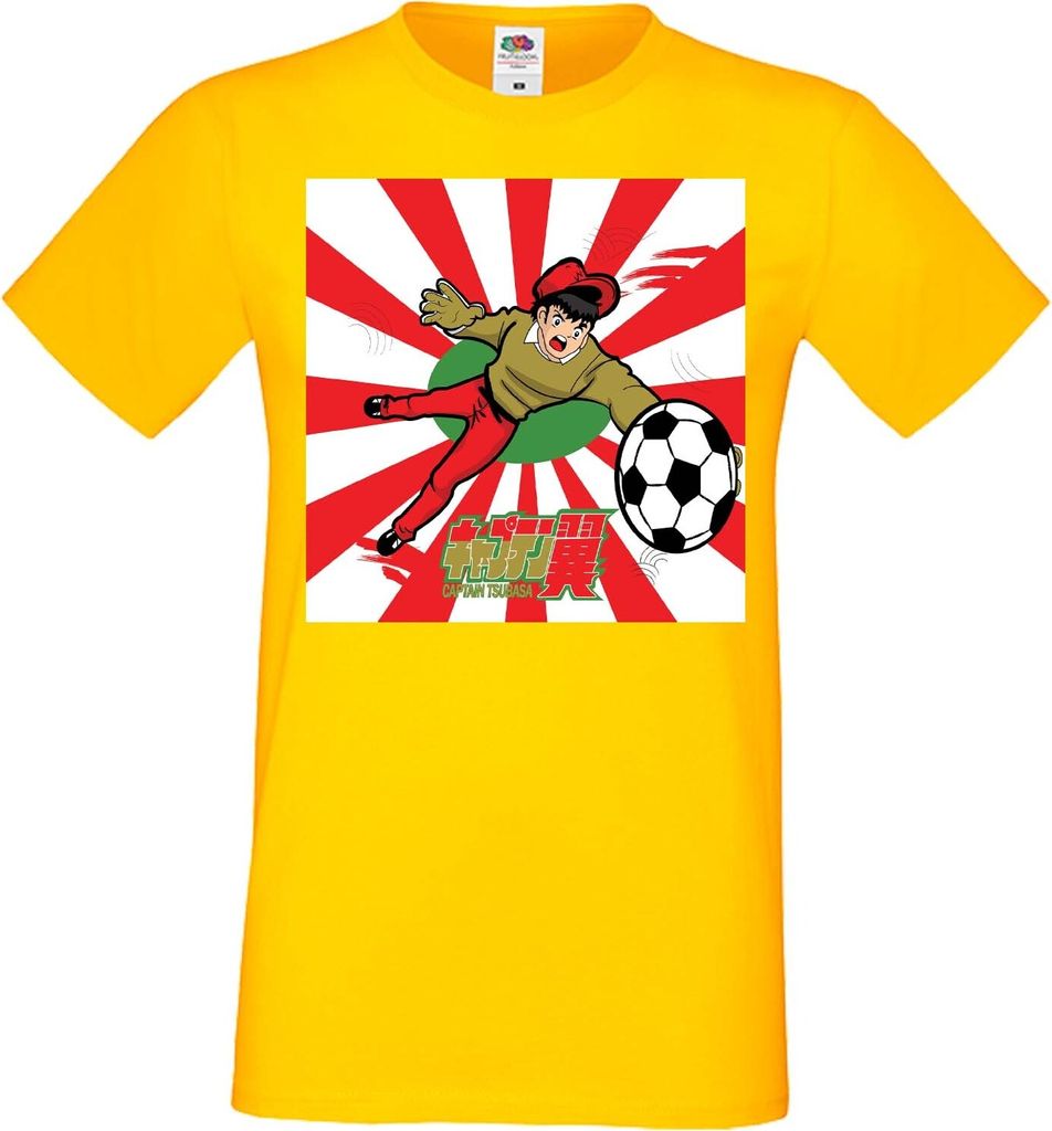 Herren T-Shirt Manga Anime Captain Tsubasa 04 Genzo Wakabayashi, Man XL / Gelb