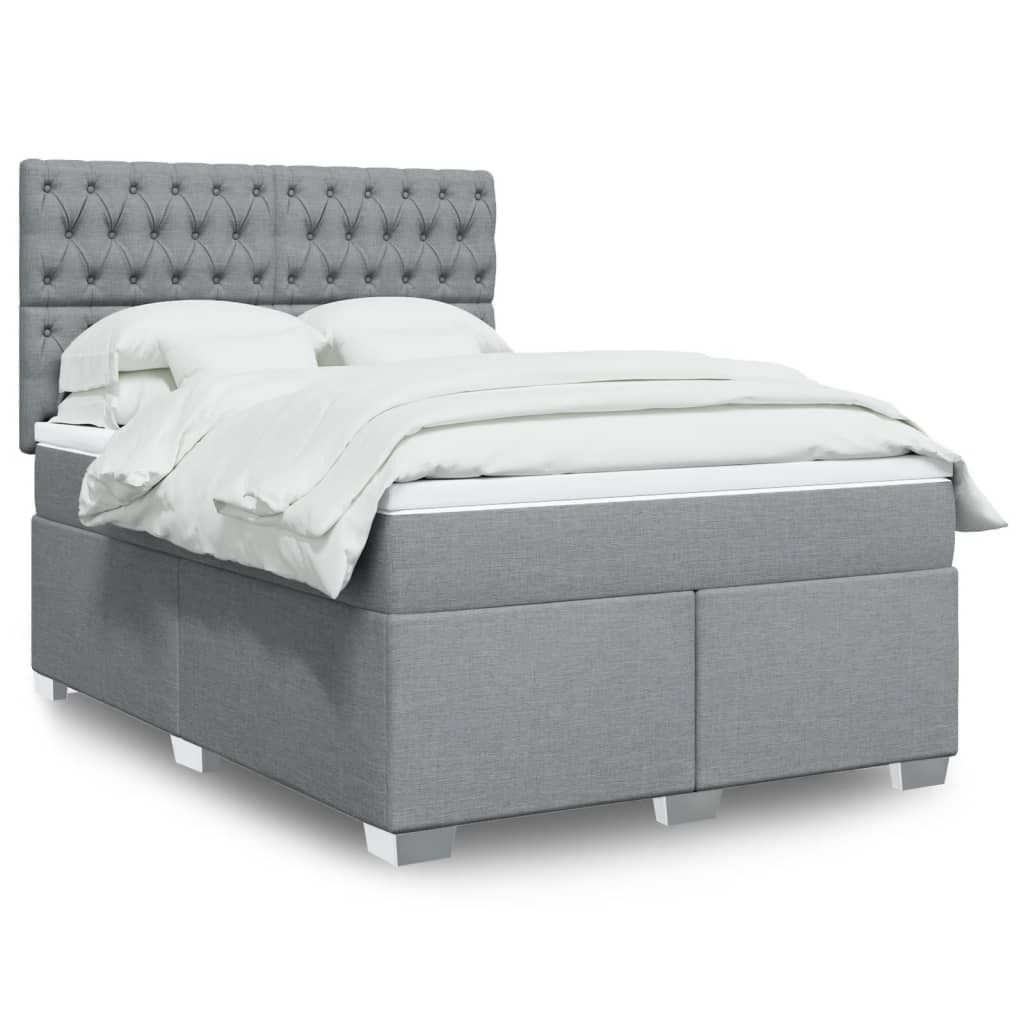 Maison Exclusive - Boxspringbett mit Matratze Hellgrau 140x190 cm Stoff