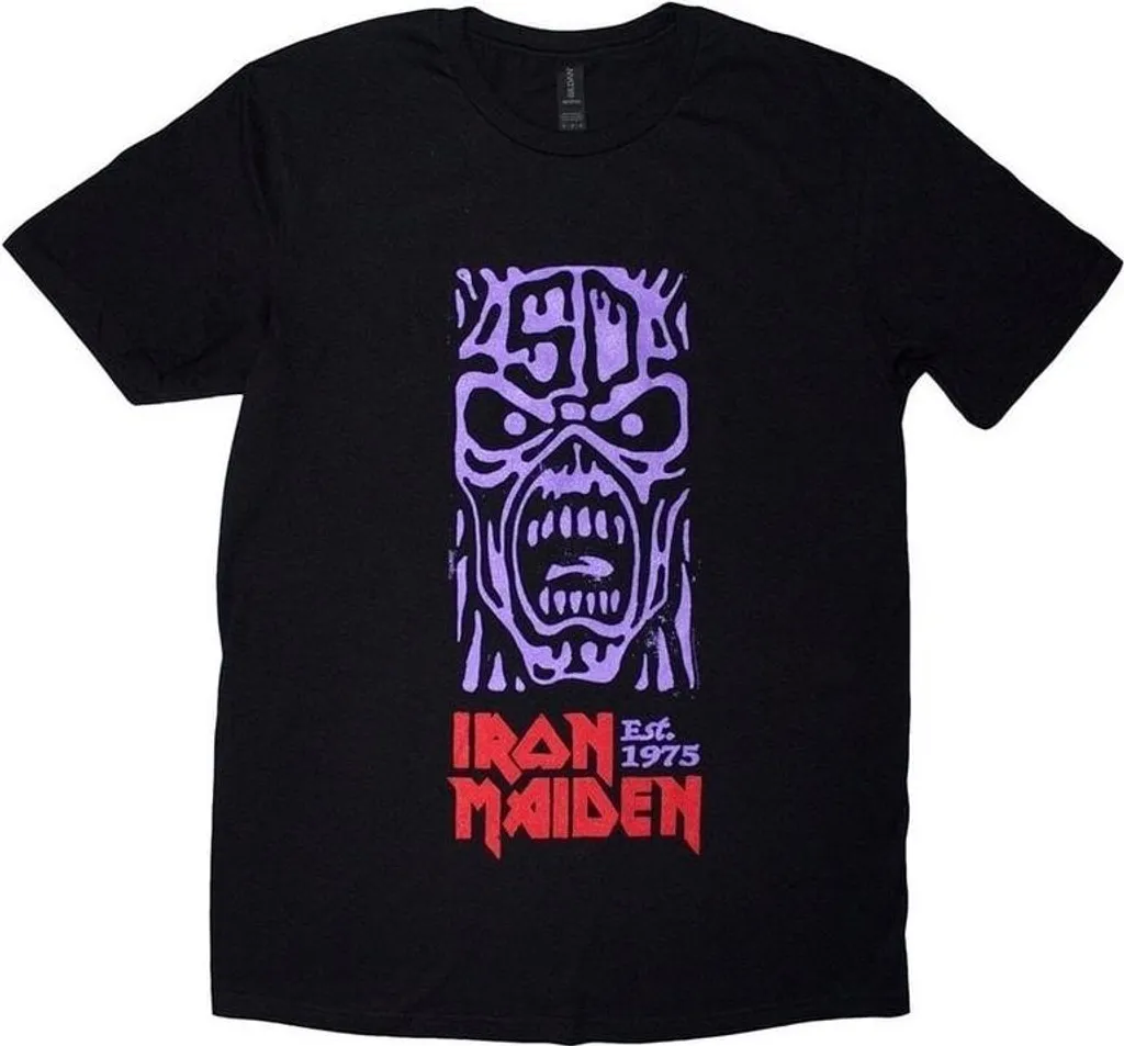 T-shirt Iron Maiden Stamp Logo XL Violet Noir : Coupe Durable et Stylée