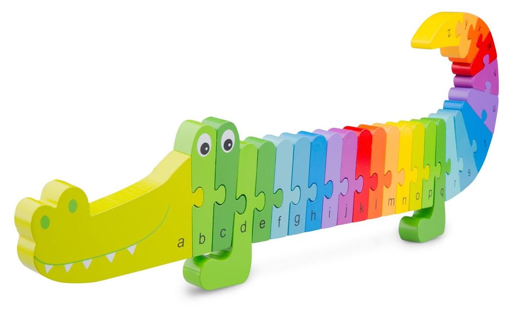 New Classic Toys Holz Alphabet Puzzle Krokodil - Lernspielzeug für Kinder