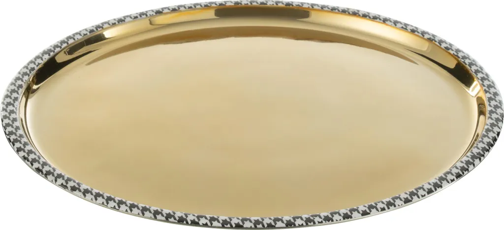 Plateau Rond Inox Doré Pied-De-Poule : Rangez avec Style et Élégance