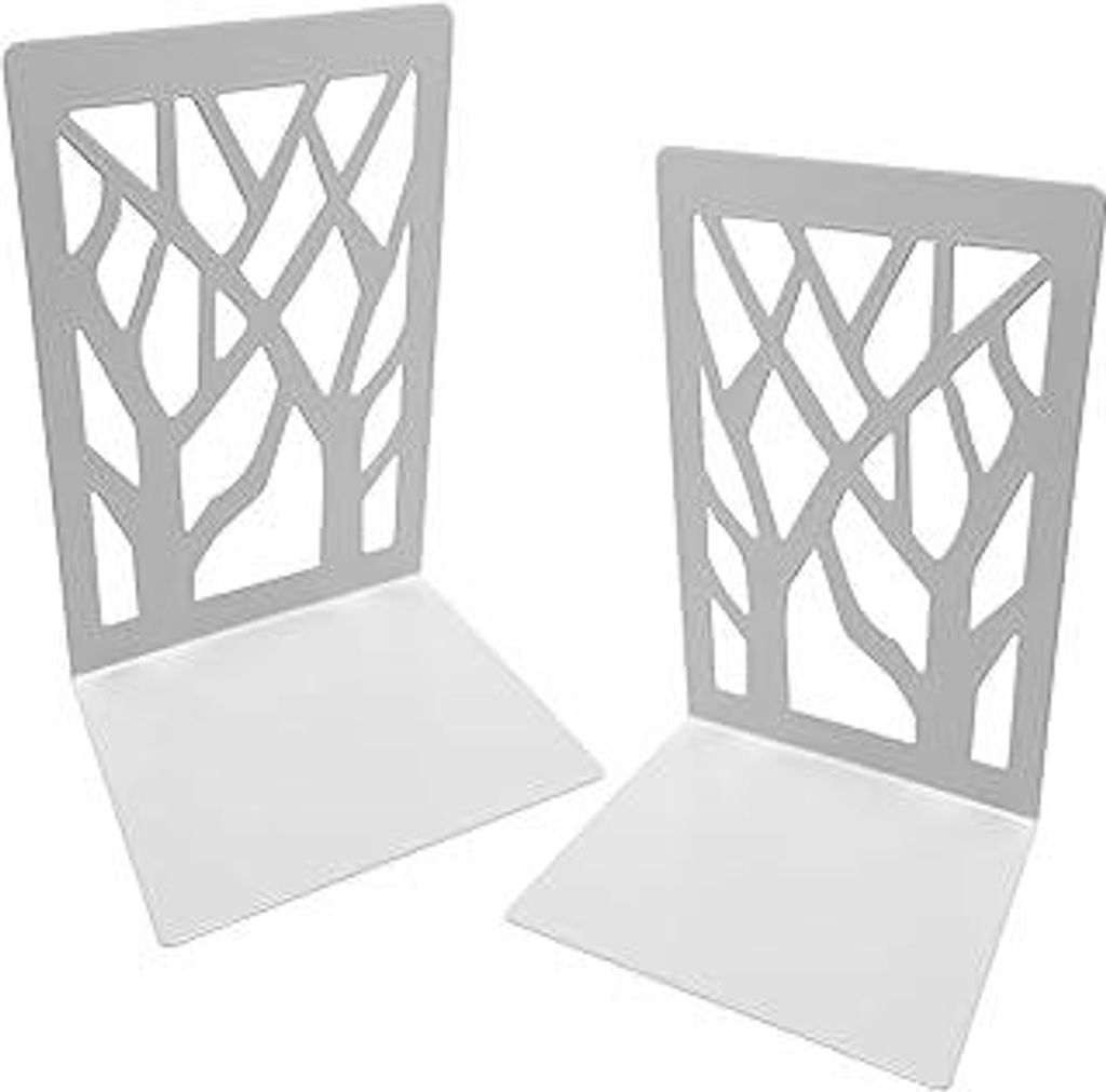 2er Pack weiße Zweige Buchstütze aus Metall, Buchhalter Leseständer mit Rutschfesten Pads und Sicheren Kanten, zum Anzeigen von Büchern, Fotos,...