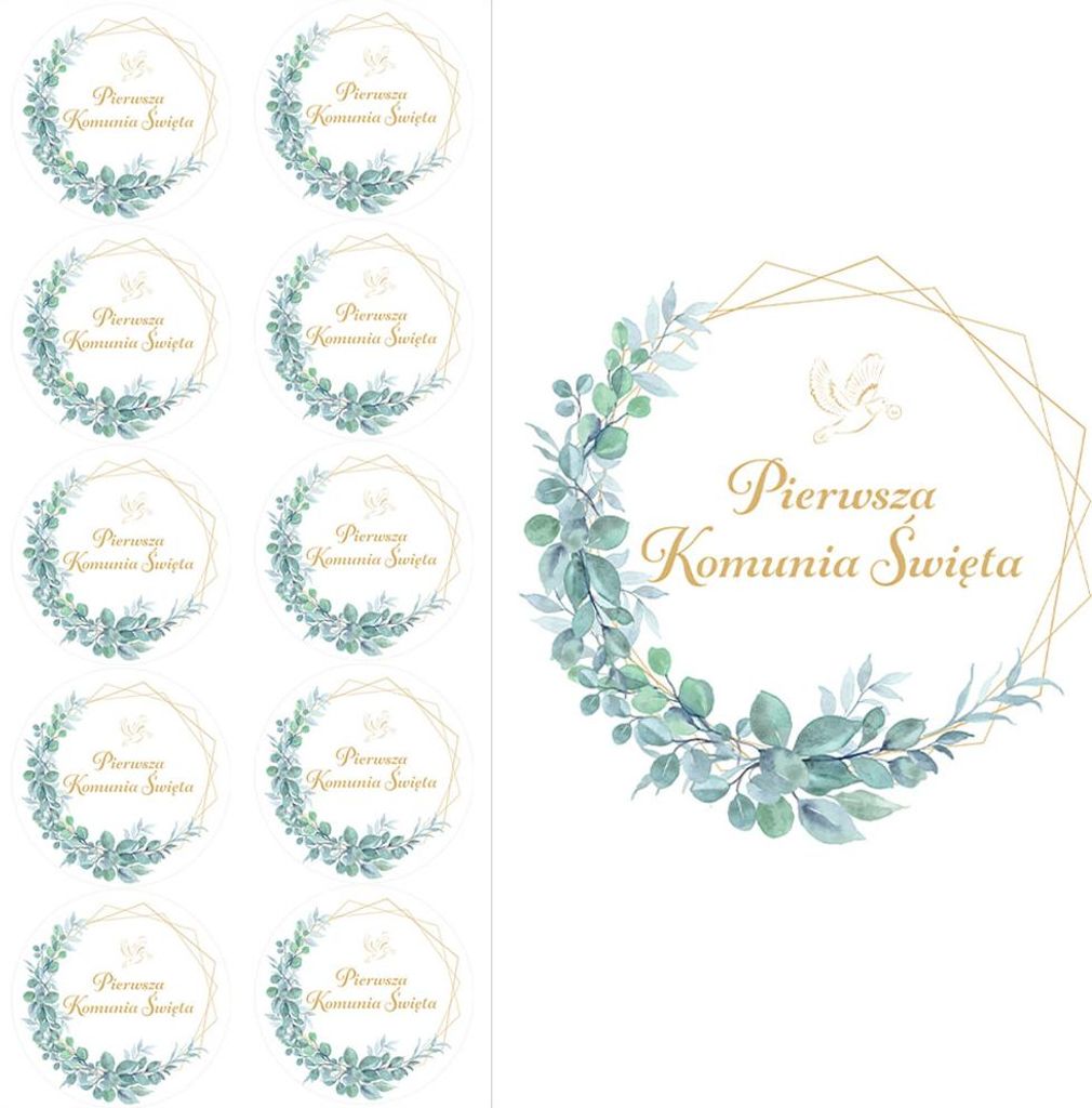 Kommunionaufkleber HEKSAGON klar 10Stk 28mm 1 Set
