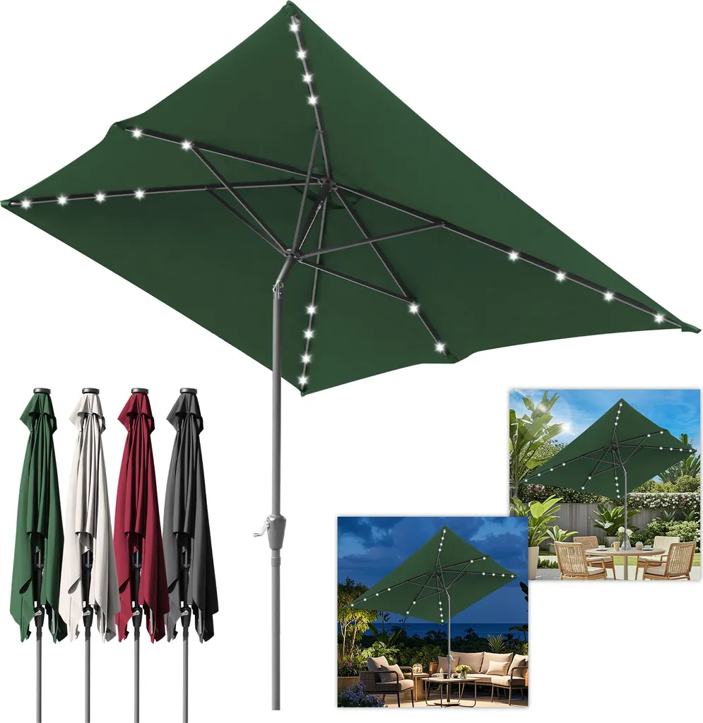 TolleTour ombrellone da giardino 200 x 300 cm ombrellone pieghevole con meccanismo a manovella, verde