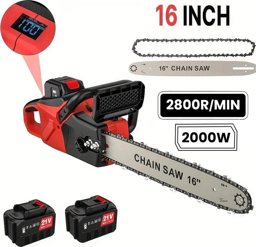 Tronçonneuse électrique pour abattage et élagage avec 2 batteries 40cm