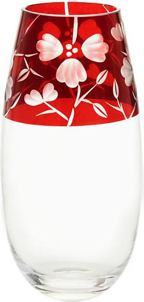 Vase Red Queen 25 cm, Weinrot, aus Glas