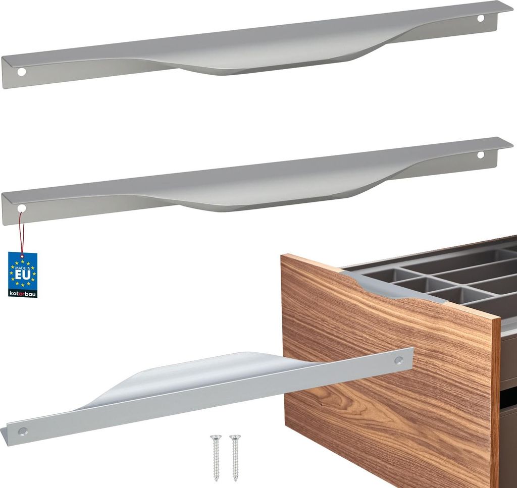 KOTARBAU Moderner Aluminium Möbelgriff Silberkante 256/276 MM 2er Set