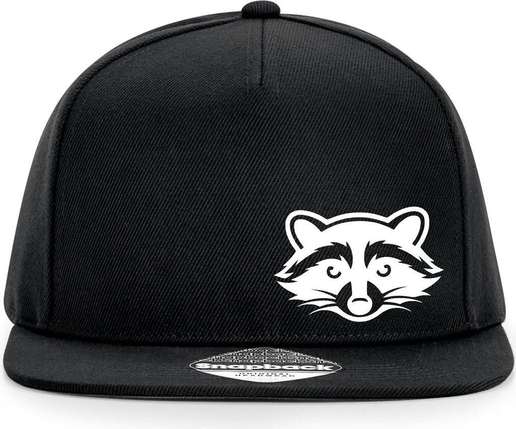 Huuraa Cappy Mütze Waschbär Silhouette Black Polyester Snapback Kappe Geschenkidee