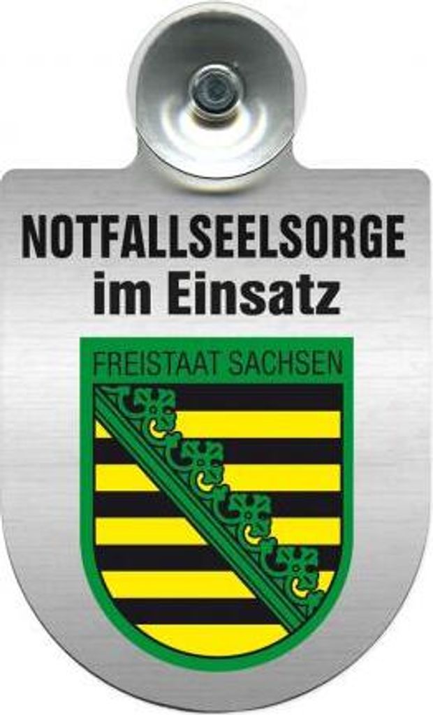 Einsatzschild mit Saugnapf Notfall Seelsorge im Einsatz incl. Regionenwappen nach Wahl 393829 Color - Region Freistaat Sachsen