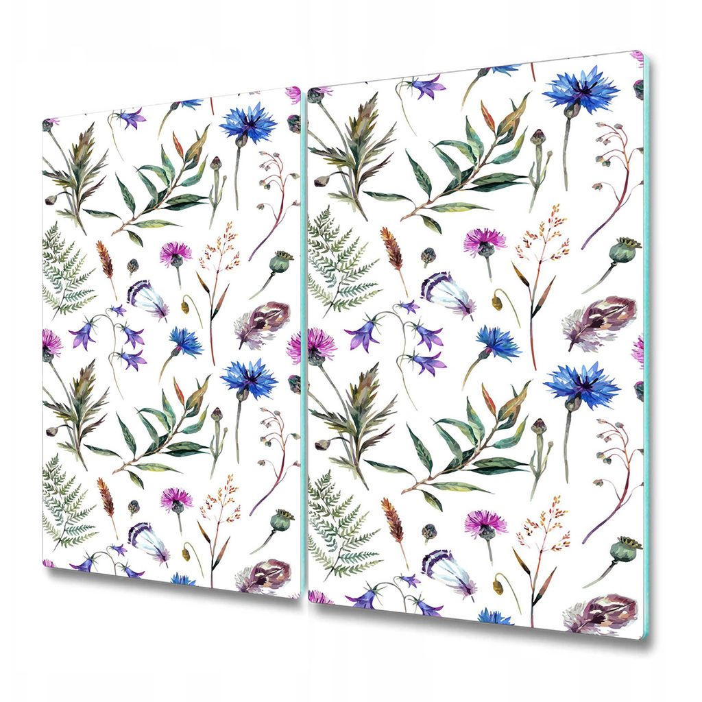 Küche Teller - Schneidebrett Glas - Herd Abdeckung -Wild Flowers Pink
