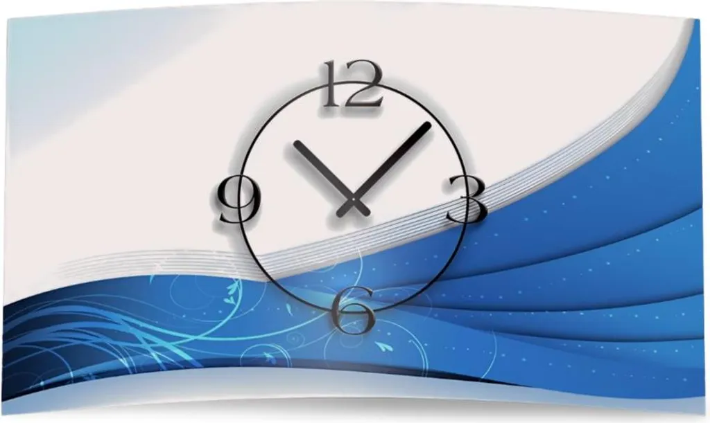 Horloge murale décorative pour salon et bureau design moderne bleu blanc