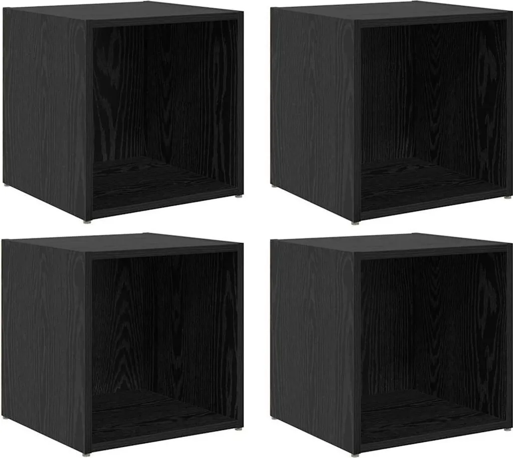 Mobile TV 4 Pezzi SYFAX Nero Multistrato - Organizzazione Casa 37cm