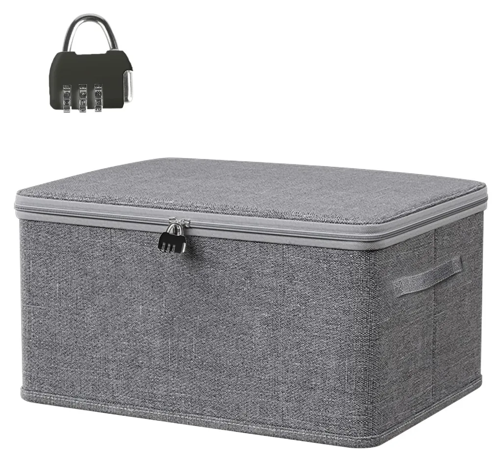 Boite De Rangement 30x30 Boîte Rangement Verrouillable 40x30x21 Cm - Tissu Avec Serrure à Combinaison - Empilable - Pour Vêtements, Jouets Coffre Tissu Avec Serrure Combinaison