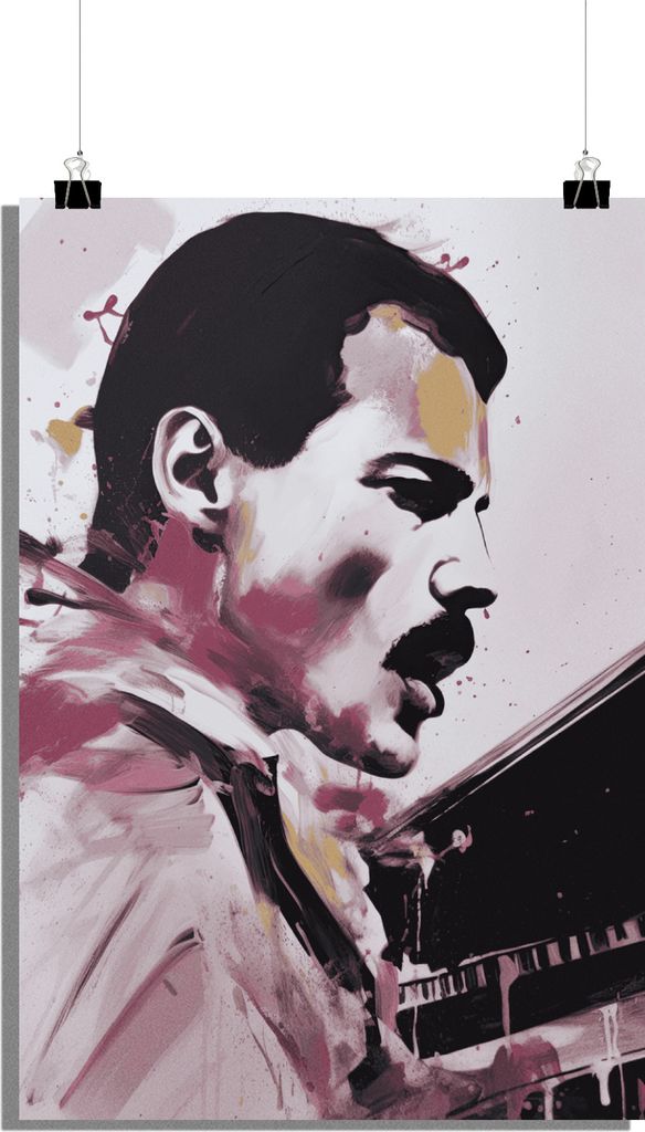 Freddie Mercury Poster - Ikonischer Sänger der Rockband Queen am Klavier Poster - Queen Poster - Musik Poster - 51x71cm - Perfekt zum Einrahmen
