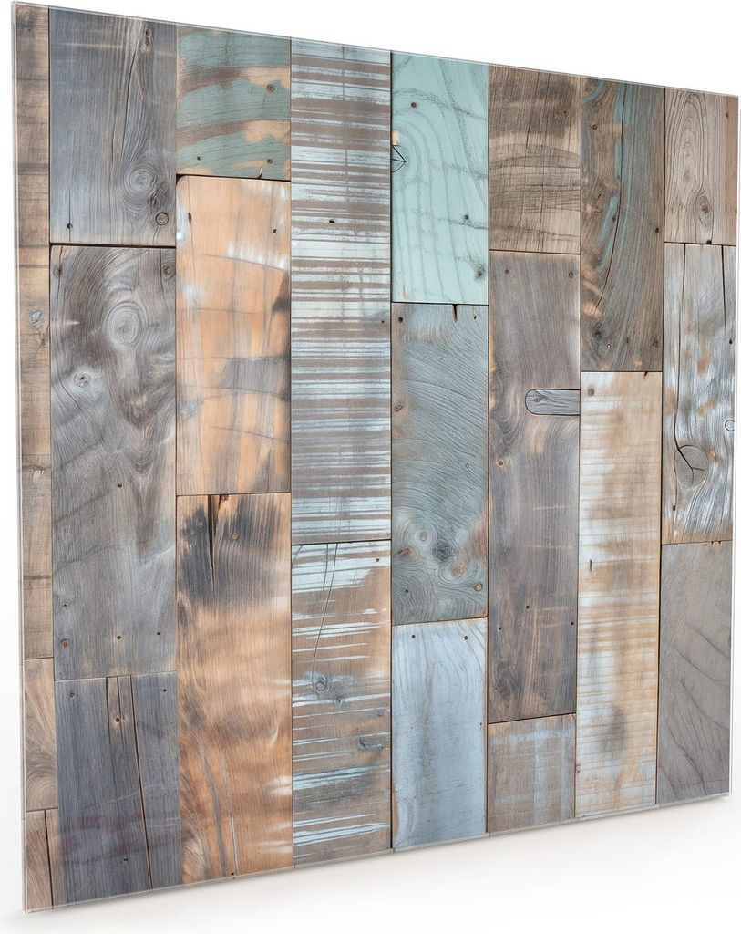 Küchenrückwand Spritzschutz Glas mit Motiv Holzplanken Vintage 40 x 40 cm