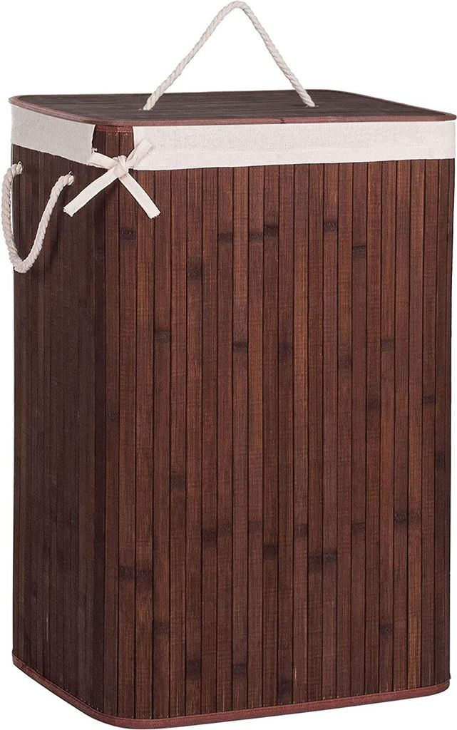 SPRINGOS Bambus Wäschekorb Deckel 1 Kammer 72 L Korb für schmutzige Wäsche Wäschebox mit herausnehmbarem Wäschesack Wäschesammler Ordnungshel...