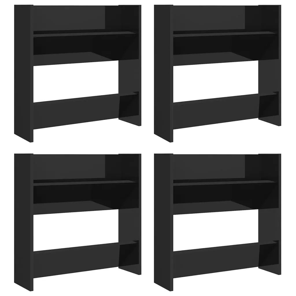 vidaXL Scarpiere a Muro 4 pz Nero Lucido 60x18x60 cm | Design Salvaspazio