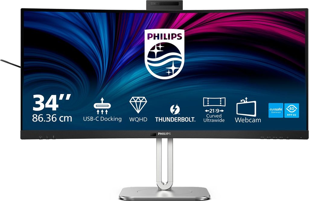Philips 34B2U6603CH - 34 Zoll WQHD Curved Monitor höhenverstellbar Lautsprecher 5 MP - 34" - DisplayPort