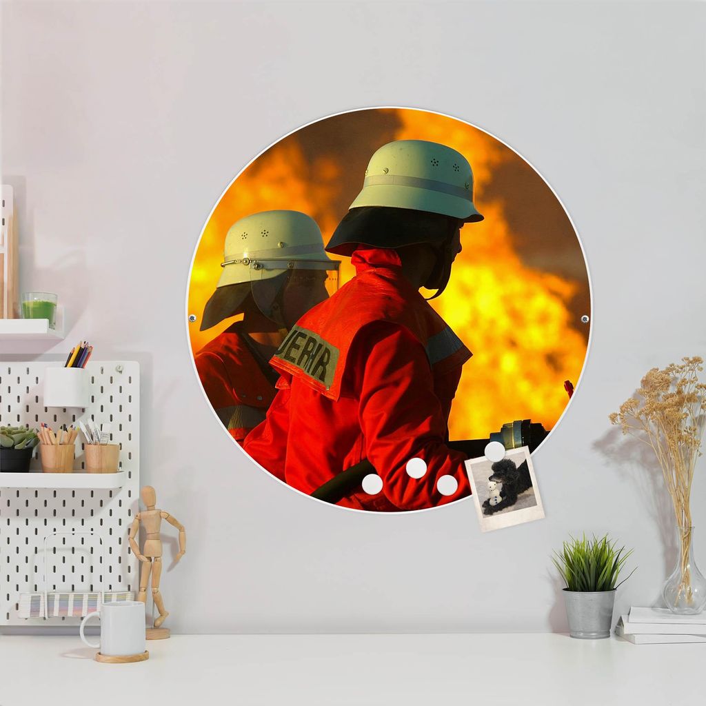 Design Stahlmagnettafel Weiß Rund 47cm Feuer