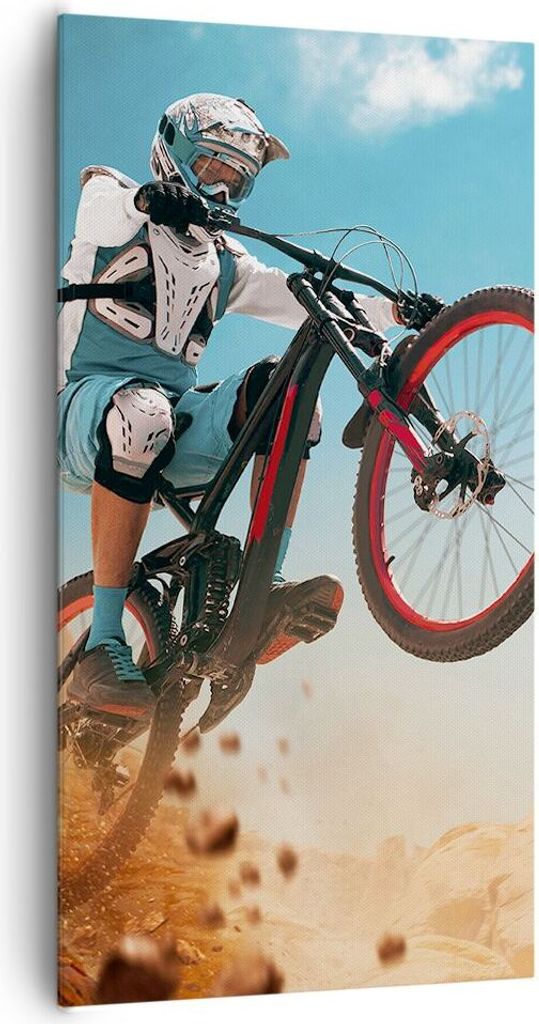 Bild auf Leinwand - Leinwandbild - Fahrrad Sport Helm - 65x120cm - Wand Bild - Wanddeko - Leinwanddruck - Bilder - Kunstdruck - Wanddekoration - Le...