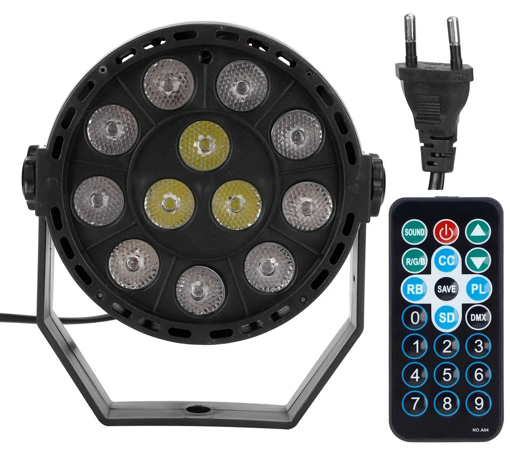 Spotlight RGB 12 LED avec commande infrarouge pour animation soirée KTV